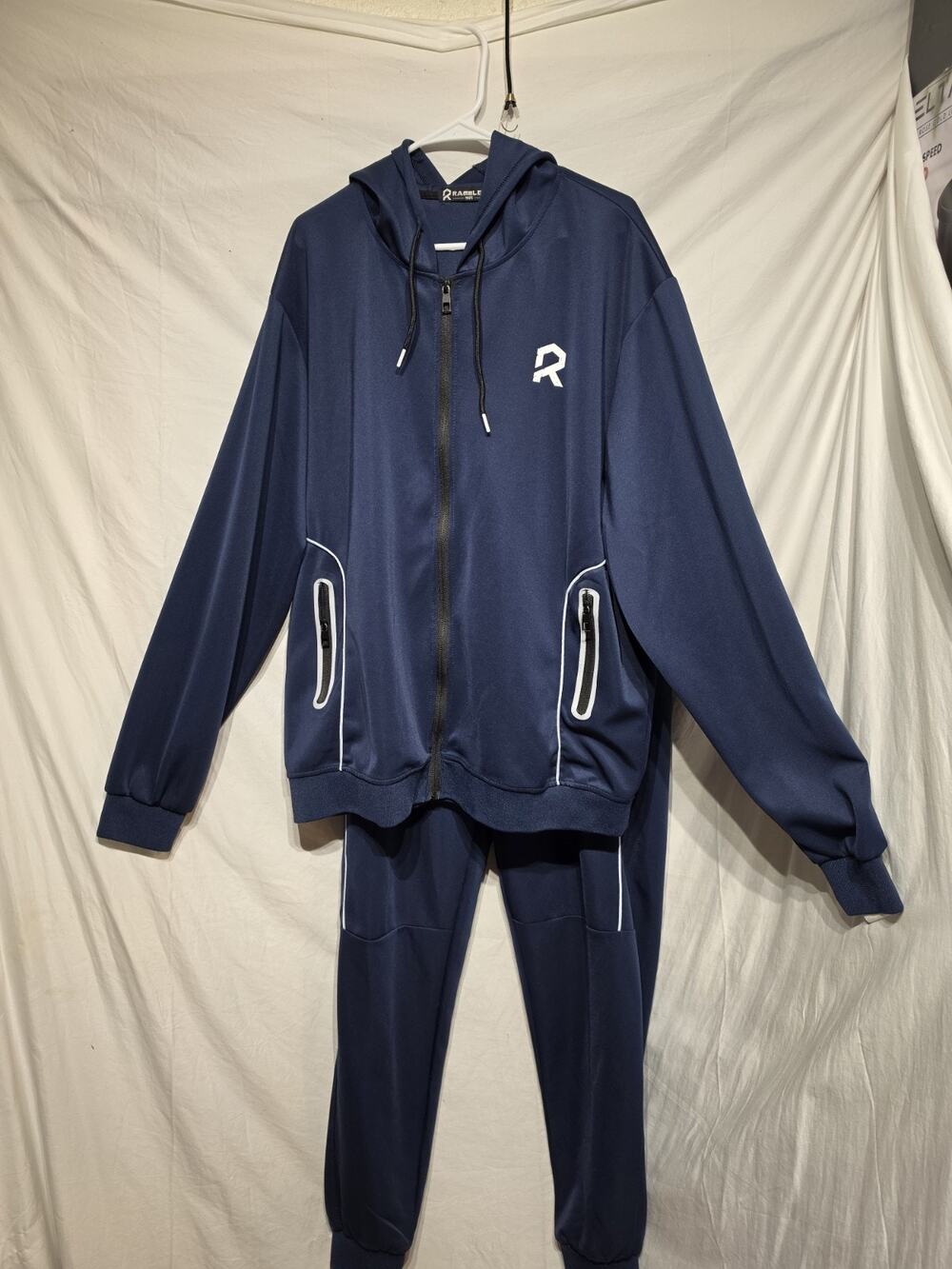 R RAMBLER 1985 Mens Tracksuit 2 Pc 3XL, Navy Blue W/ Reflective White Piping